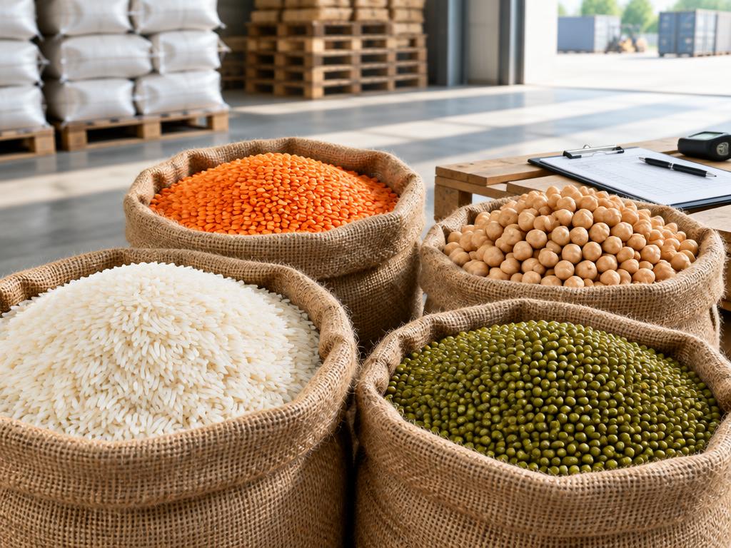 Rice and pulses prepared for inspection